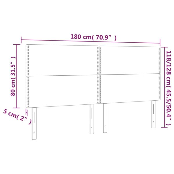 Cabeceira de cama 4 pcs veludo 90x5x78/88 cm rosa - Image 7