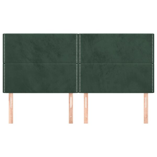 Cabeceira de cama 4 pcs veludo 100x5x78/88 cm verde-escuro - Image 2