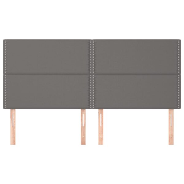 Cabeceira de cama 4 pcs couro artificial 90x5x78/88 cm cinzento - Image 2