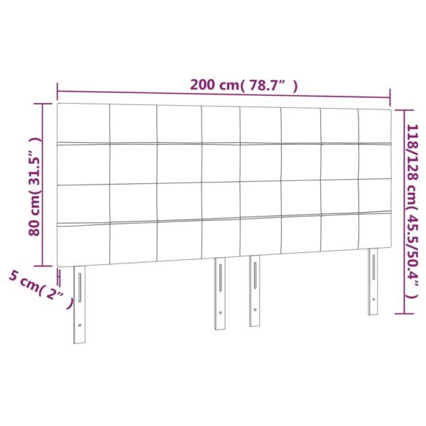 Cabeceira de cama 4 pcs tecido 100x5x78/88 cm cinzento-escuro - Image 7