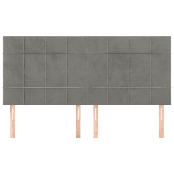 Cabeceira de cama 4 pcs veludo 80x5x78/88 cm cinzento-claro - Image 2