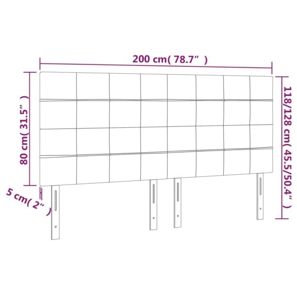 Cabeceira de cama 4 pcs veludo 100x5x78/88 cm cinzento-claro - Image 7