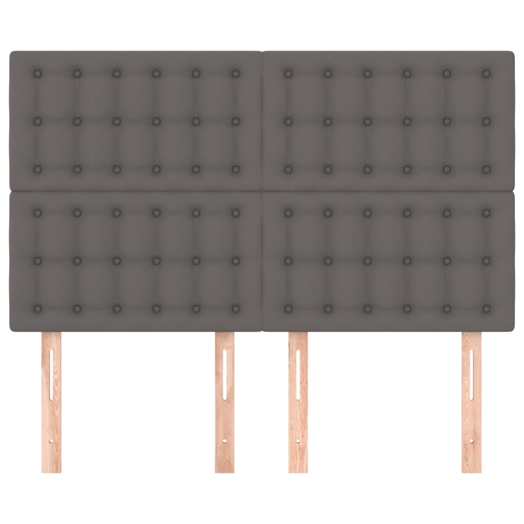 Cabeceira de cama 4 pcs couro artificial 72x5x78/88 cm cinzento - Image 2