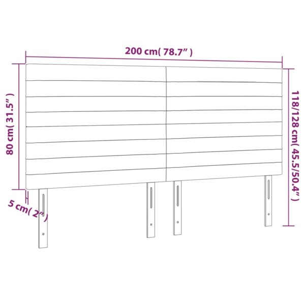 Cabeceira de cama 4 pcs tecido 100x5x78/88 cm cinzento-claro - Image 7