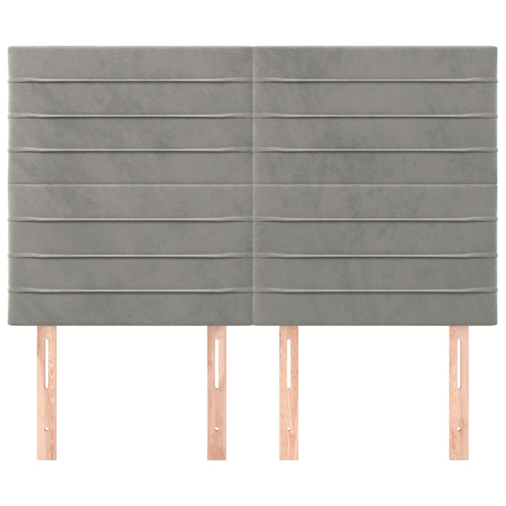 Cabeceira de cama 4 pcs veludo 72x5x78/88 cm cinzento-claro - Image 2