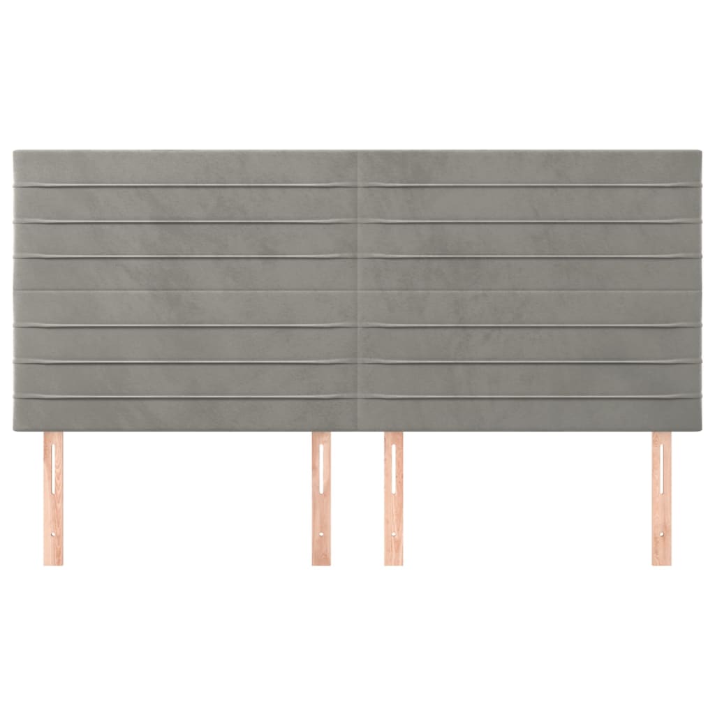 Cabeceira de cama 4 pcs veludo 90x5x78/88 cm cinzento-claro - Image 2
