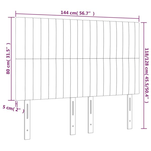 Cabeceira de cama 4 pcs tecido 72x5x78/88 cm cinzento-claro - Image 7