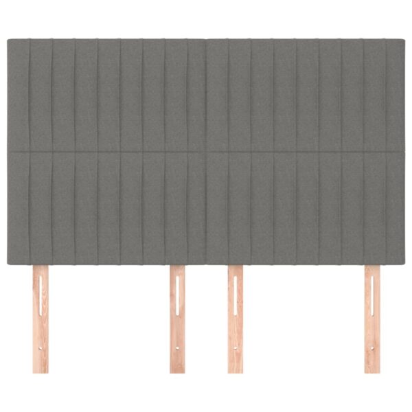 Cabeceira de cama 4 pcs tecido 72x5x78/88 cm cinzento-escuro - Image 2