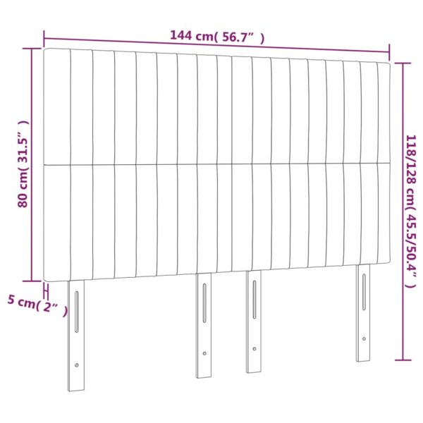 Cabeceira de cama 4 pcs tecido 72x5x78/88 cm cinzento-escuro - Image 7