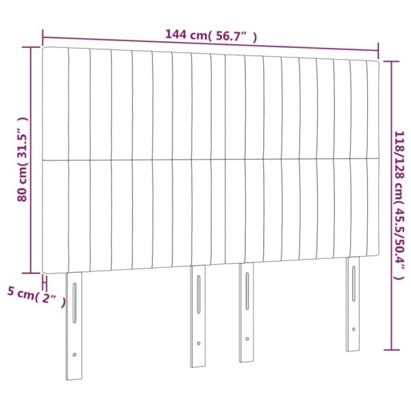 Cabeceira de cama 4 pcs tecido 72x5x78/88 cm preto - Image 7