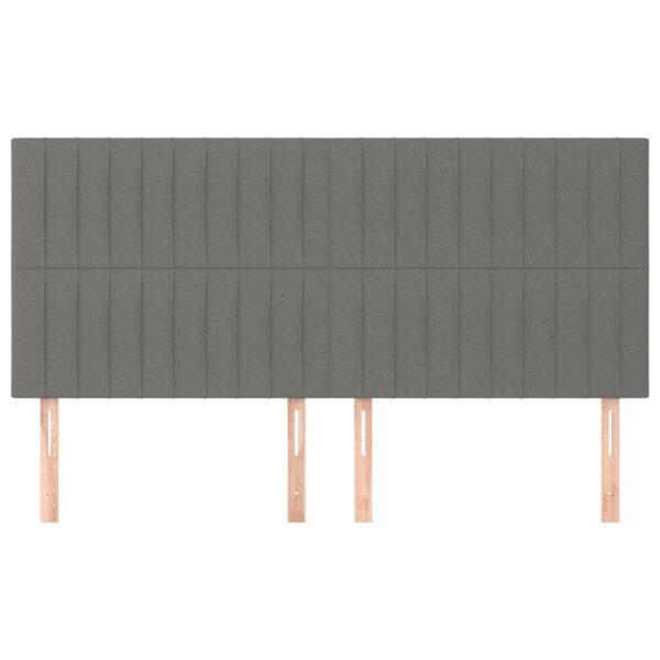 Cabeceira de cama 4 pcs tecido 90x5x78/88 cm cinzento-escuro - Image 2