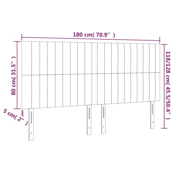 Cabeceira de cama 4 pcs tecido 90x5x78/88 cm cinzento-escuro - Image 7