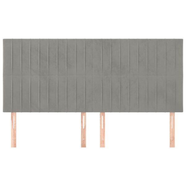 Cabeceira de cama 4 pcs veludo 80x5x78/88 cm cinzento-claro - Image 2