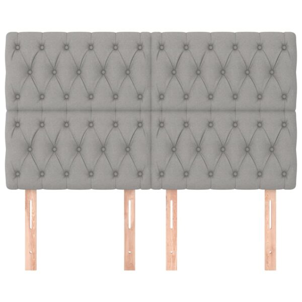 Cabeceira de cama 4 pcs tecido 72x7x78/88 cm cinzento-claro - Image 2