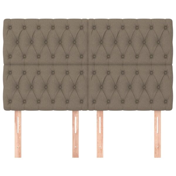 Cabeceira cama 4 pcs tecido 72x7x78/88 cm cinzento-acastanhado - Image 2