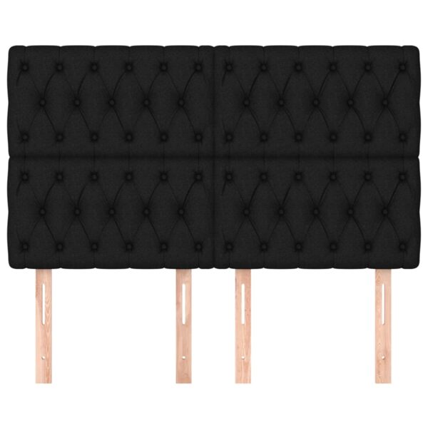 Cabeceira de cama 4 pcs tecido 80x7x78/88 cm preto - Image 2