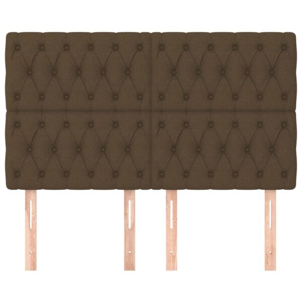 Cabeceira de cama 4 pcs tecido 80x7x78/88 cm castanho-escuro - Image 2