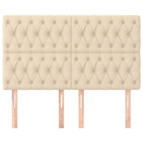 Cabeceira de cama 4 pcs tecido 80x7x78/88 cm creme - Image 2