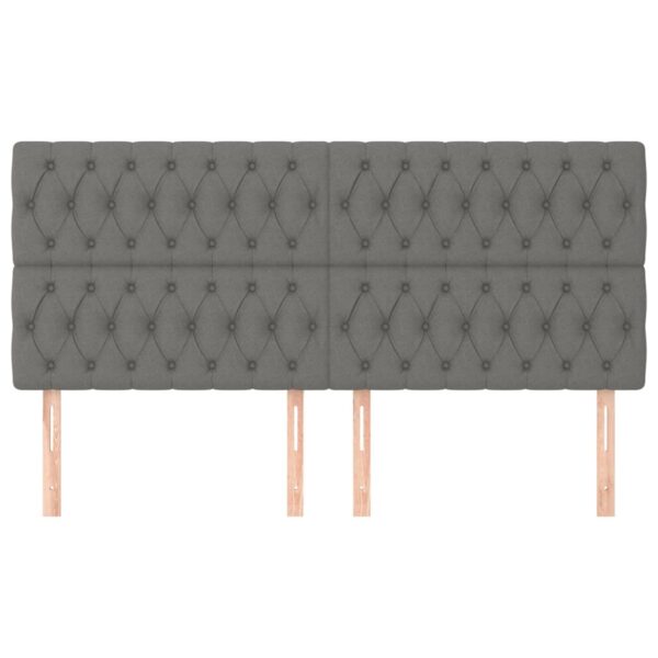 Cabeceira de cama 4 pcs tecido 90x7x78/88 cm cinzento-escuro - Image 2