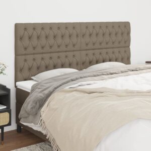 Cabeceira cama 4 pcs tecido 100x7x78/88 cm cinzento-acastanhado