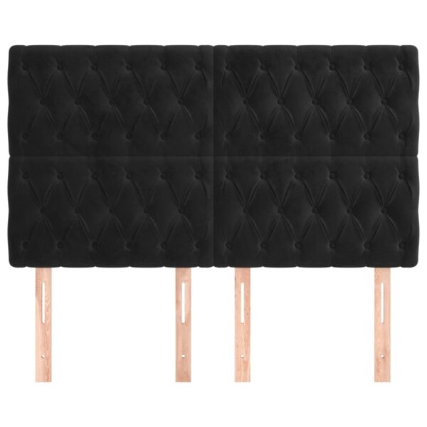 Cabeceira de cama 4 pcs veludo 80x7x78/88 cm preto - Image 2