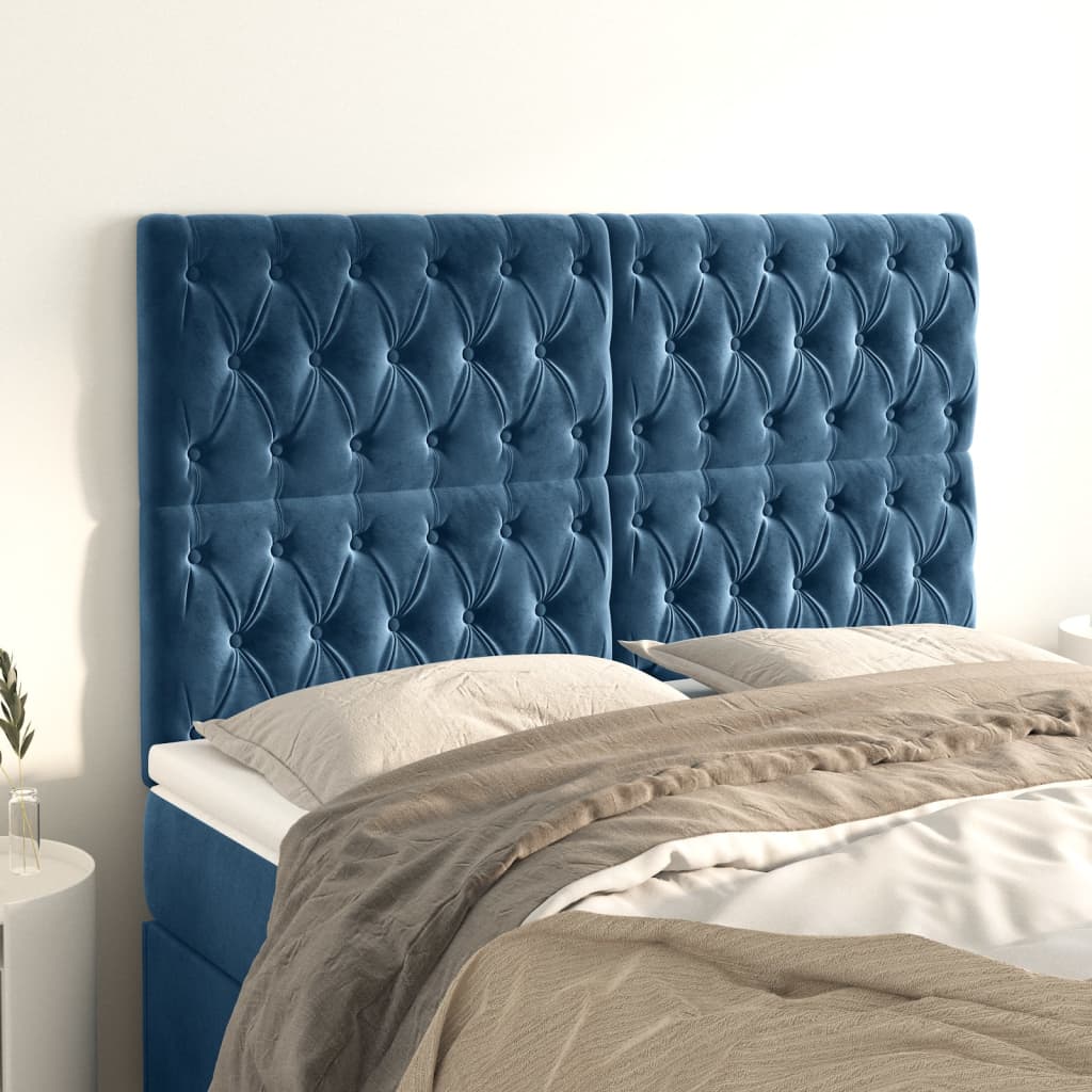 Cabeceira de cama 4 pcs veludo 80x7x78/88 cm azul-escuro