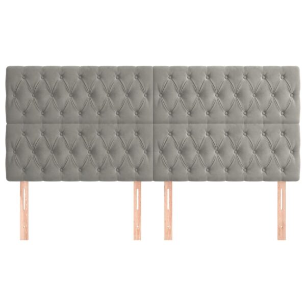 Cabeceira de cama 4 pcs veludo 100x7x78/88 cm cinzento-claro - Image 2