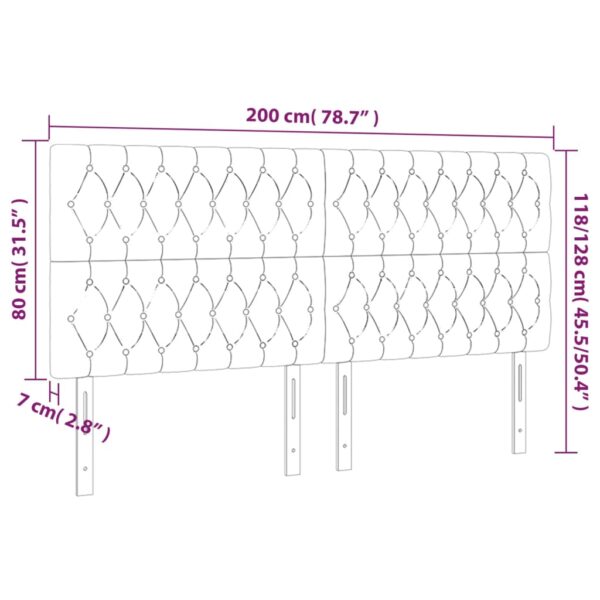 Cabeceira de cama 4 pcs veludo 100x7x78/88 cm cinzento-claro - Image 7