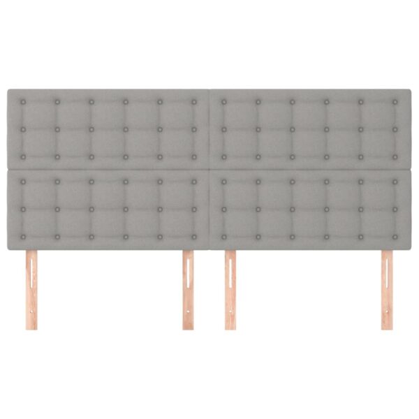 Cabeceira de cama 4 pcs tecido 90x5x78/88 cm cinzento-claro - Image 2