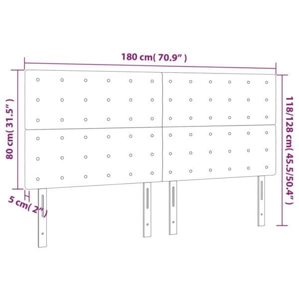 Cabeceira de cama 4 pcs tecido 90x5x78/88 cm cinzento-claro - Image 7
