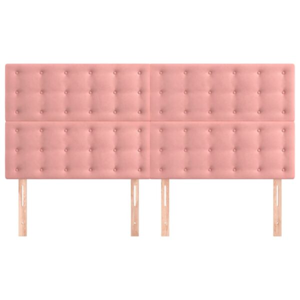 Cabeceira de cama 4 pcs veludo 100x5x78/88 cm rosa - Image 2