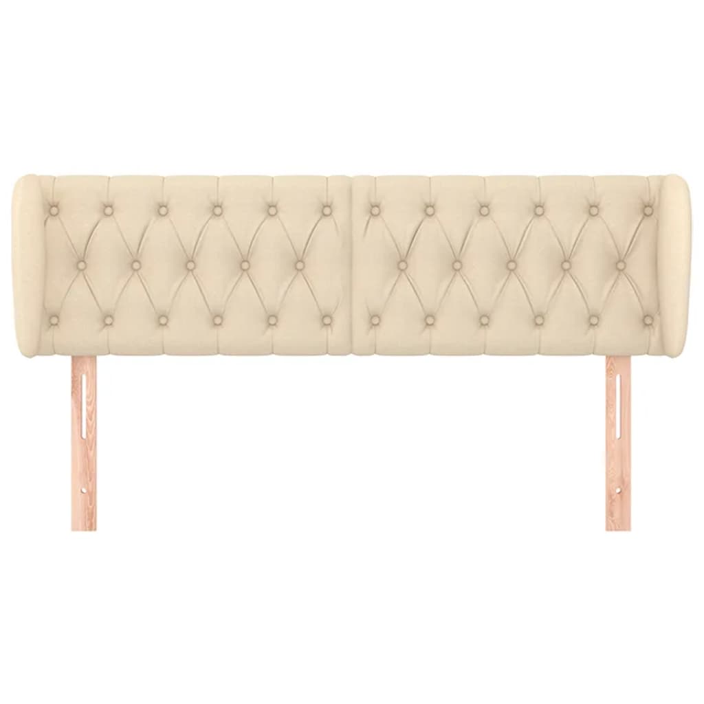 Cabeceira de cama c/ abas tecido 163x23x78/88 cm creme - Image 2