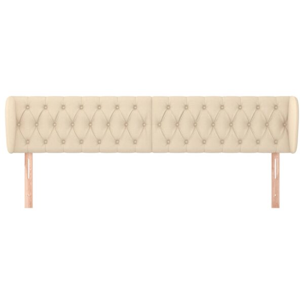 Cabeceira de cama c/ abas tecido 183x23x78/88 cm creme - Image 2