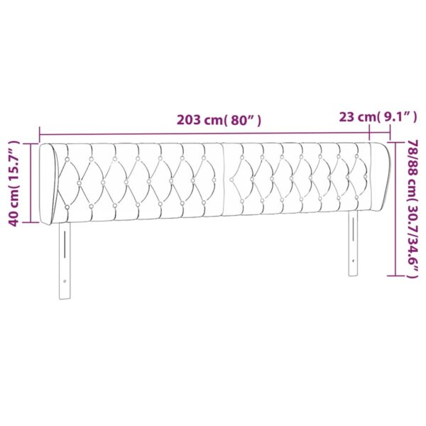 Cabeceira cama abas tecido 203x23x78/88 cm cinzento-acastanhado - Image 8