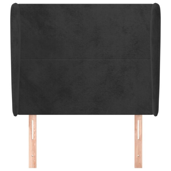 Cabeceira de cama c/ abas veludo 103x23x118/128 cm preto - Image 2