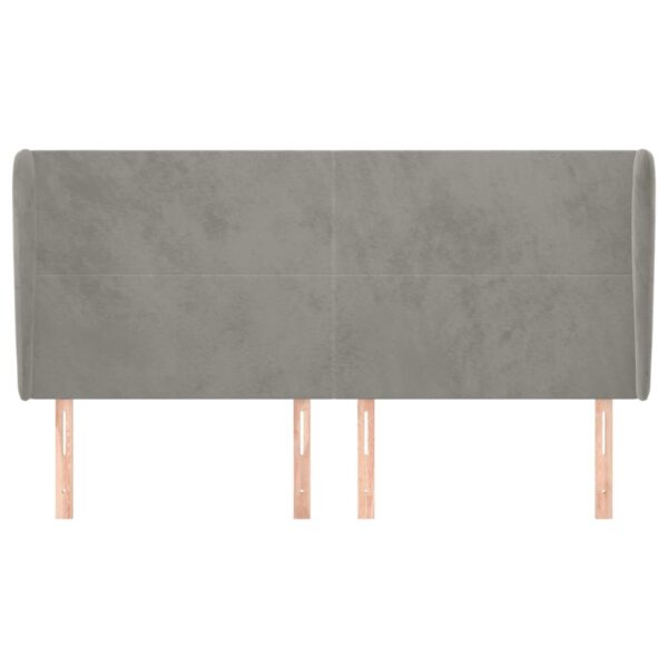 Cabeceira cama c/ abas veludo 163x23x118/128 cm cinzento-claro - Image 2