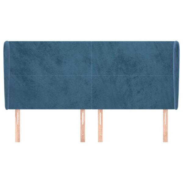 Cabeceira cama c/ abas veludo 163x23x118/128 cm azul-escuro - Image 2