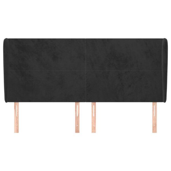 Cabeceira de cama c/ abas veludo 203x23x118/128 cm preto - Image 2
