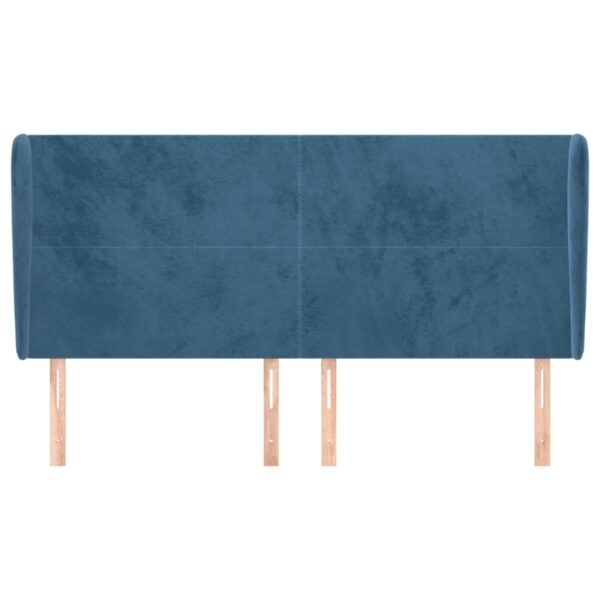 Cabeceira cama c/ abas veludo 203x23x118/128 cm azul-escuro - Image 2