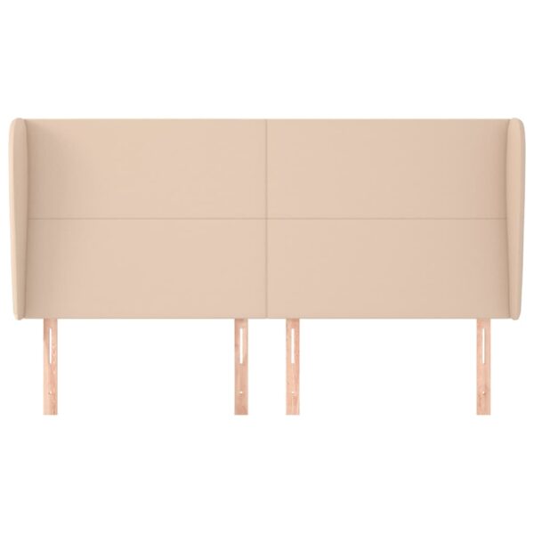 Cabeceira cama c/ abas couro artif. 163x23x118/128cm cappuccino - Image 2