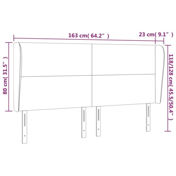 Cabeceira cama c/ abas couro artif. 163x23x118/128cm cappuccino - Image 8