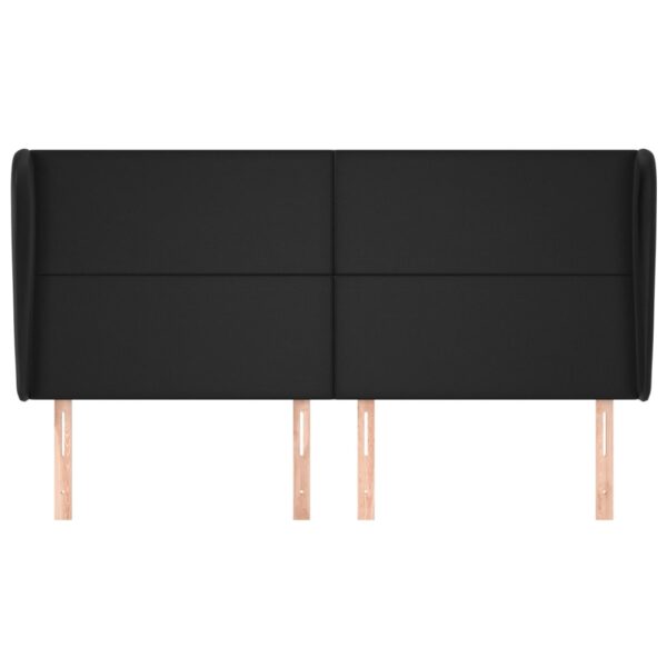 Cabeceira de cama c/ abas couro artif. 183x23x118/128 cm preto - Image 2