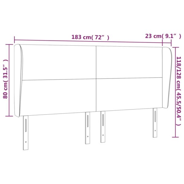 Cabeceira cama c/ abas couro artificial 183x23x118/128cm branco - Image 8