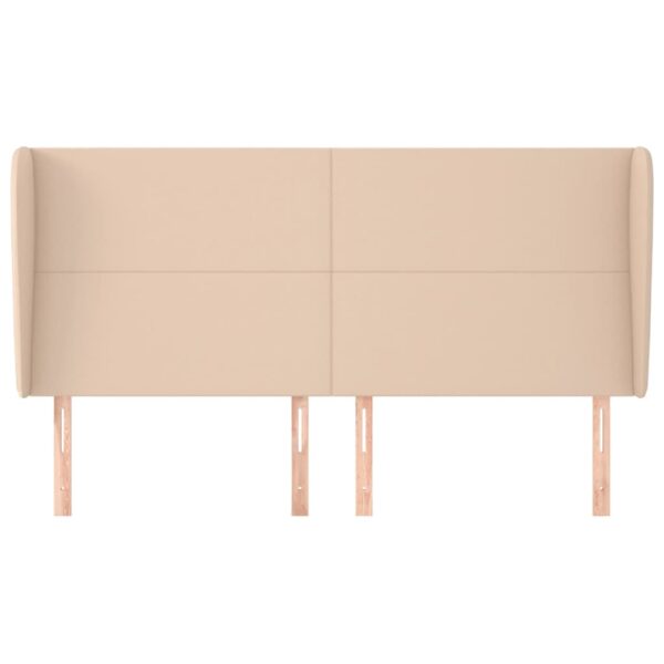 Cabeceira cama c/ abas couro artif. 183x23x118/128cm cappuccino - Image 2