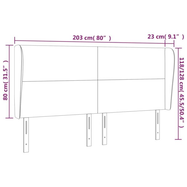 Cabeceira cama c/ abas couro artificial 203x23x118/128cm branco - Image 8