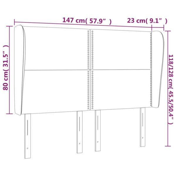 Cabeceira cama abas tecido 147x23x118/128 cm cinza-acastanhado - Image 8