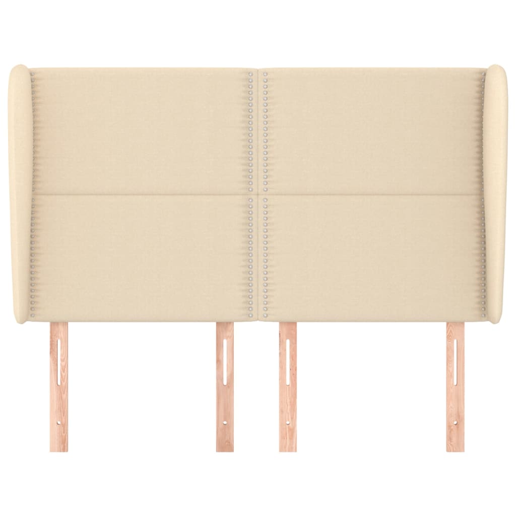 Cabeceira de cama c/ abas tecido 147x23x118/128 cm creme - Image 2