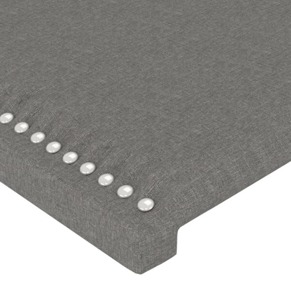 Cabeceira cama c/ abas tecido 163x23x118/128 cm cinzento-escuro - Image 4