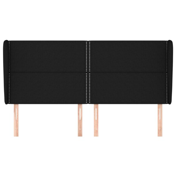 Cabeceira de cama c/ abas tecido 203x23x118/128 cm preto - Image 2