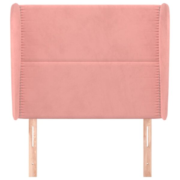 Cabeceira de cama c/ abas veludo 93x23x118/128 cm rosa - Image 2